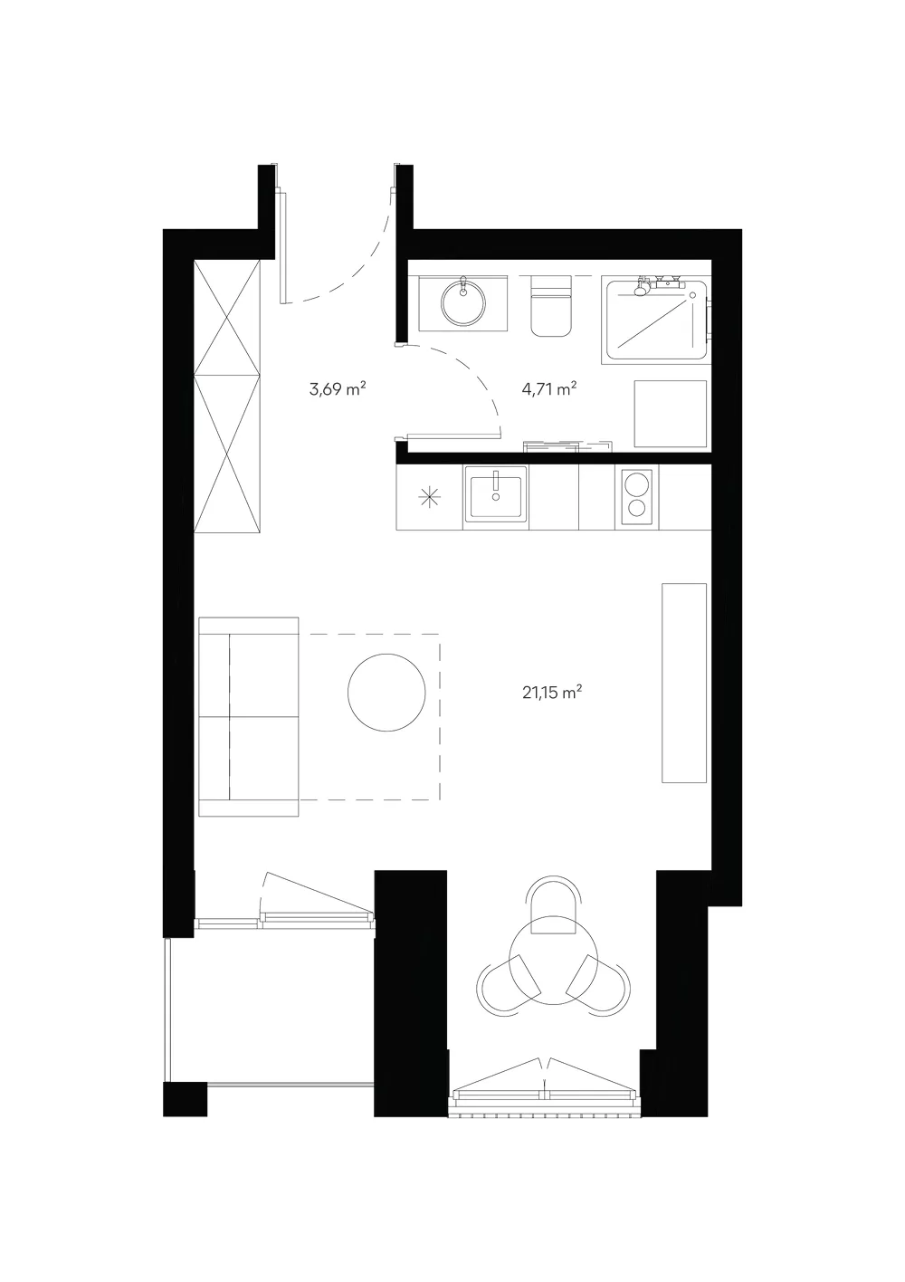 Floor plan of apartment D1-306