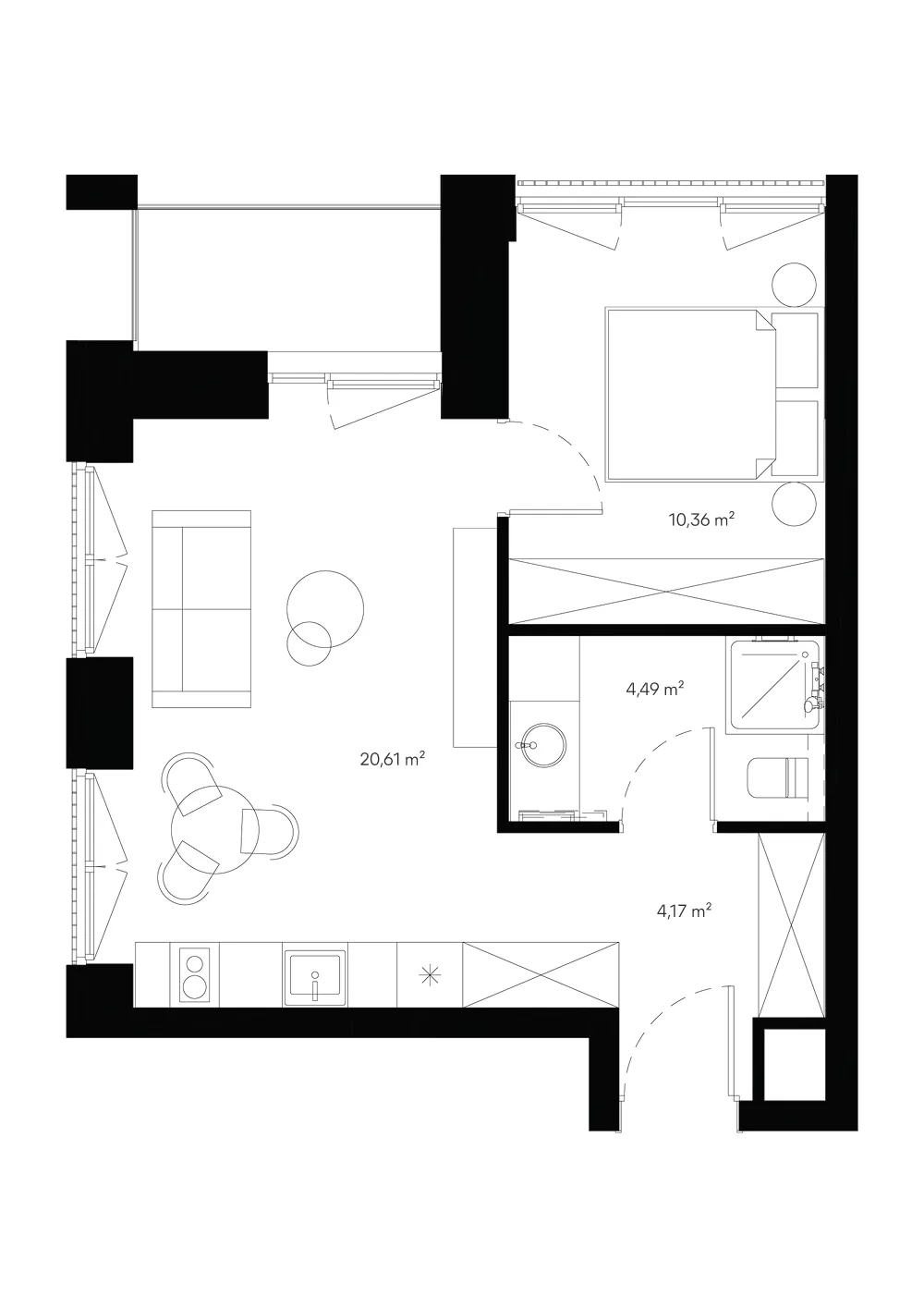 Floor plan of apartment D2-1301