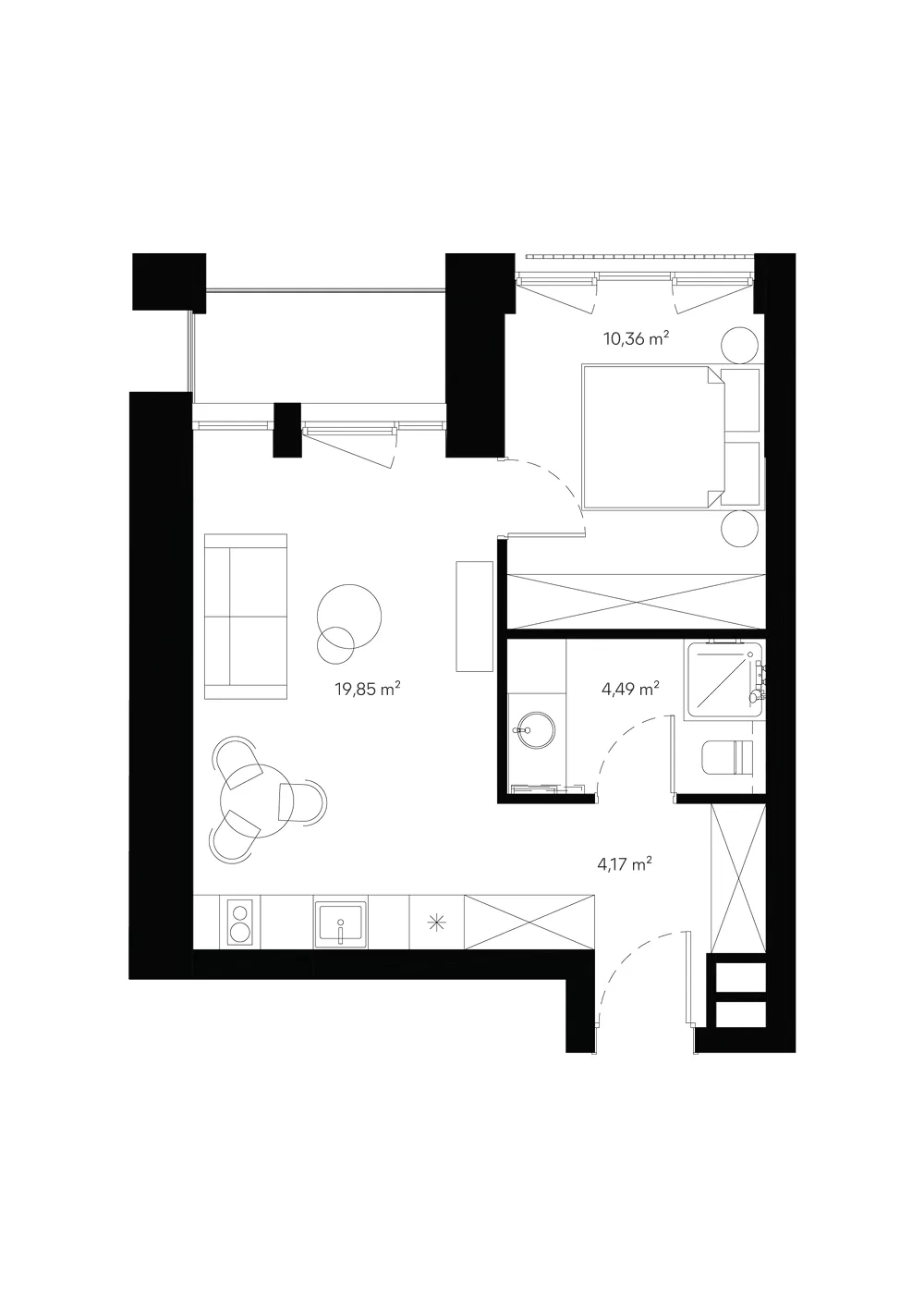 Floor plan of apartment D2-201