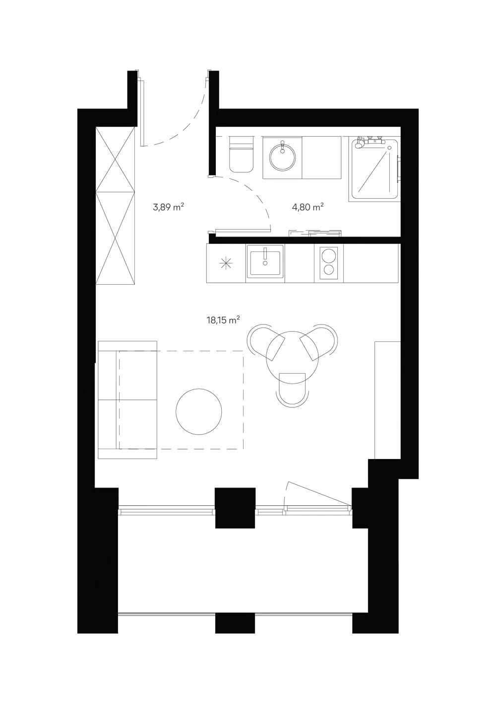 Floor plan of apartment D2-507